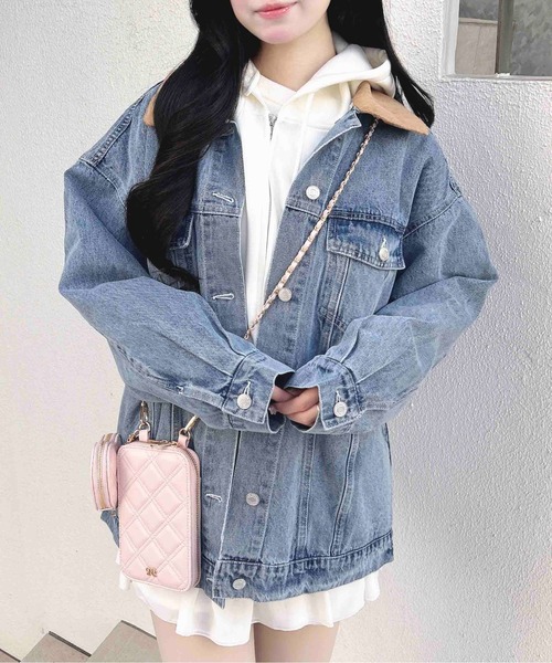 INGNI（イング）の「襟異素材取り外しビッグGジャン（デニムジャケット・レディース・ブルー系その他3/ブルー系その他・M）」の2枚目の写真