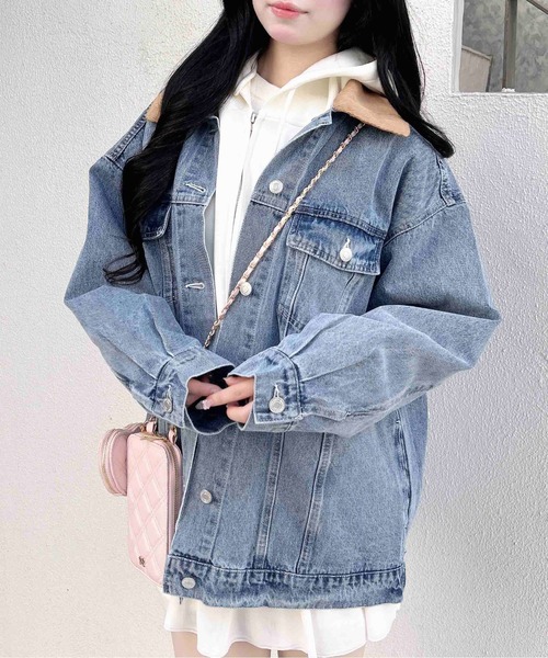 INGNI（イング）の「襟異素材取り外しビッグGジャン（デニムジャケット・レディース・ブルー系その他3/ブルー系その他・M）」の12枚目の写真