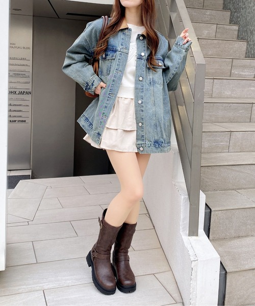 INGNI（イング）の「襟異素材取り外しビッグGジャン（デニムジャケット・レディース・ブルー系その他3/ブルー系その他・M）」の10枚目の写真