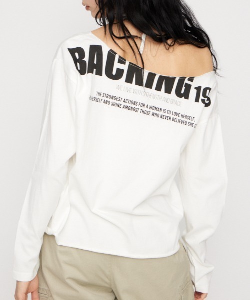 LAGUA GEM(ラグアジェム)の「BACK PRINT LOOSEY トップス(Tシャツ/カットソー・レディース・ブラック/杢グレー/ホワイト・FREE)」の2枚目の写真