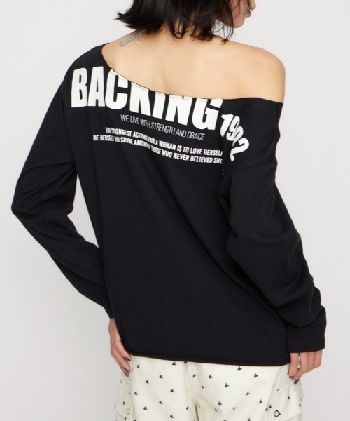 LAGUA GEM(ラグアジェム)の「BACK PRINT LOOSEY トップス(Tシャツ/カットソー・レディース・ブラック/杢グレー/ホワイト・FREE)」の3枚目の写真