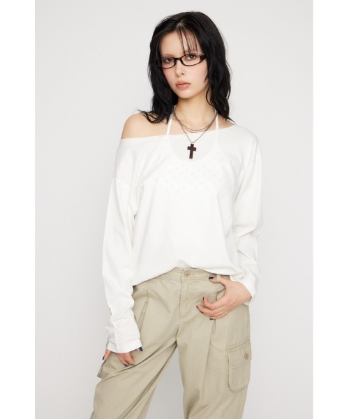 LAGUA GEM(ラグアジェム)の「BACK PRINT LOOSEY トップス(Tシャツ/カットソー・レディース・ブラック/杢グレー/ホワイト・FREE)」の5枚目の写真
