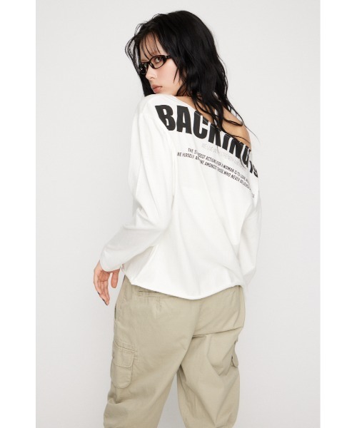 LAGUA GEM(ラグアジェム)の「BACK PRINT LOOSEY トップス(Tシャツ/カットソー・レディース・ブラック/杢グレー/ホワイト・FREE)」の6枚目の写真