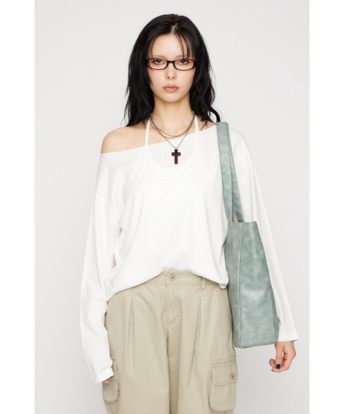LAGUA GEM(ラグアジェム)の「BACK PRINT LOOSEY トップス(Tシャツ/カットソー・レディース・ブラック/杢グレー/ホワイト・FREE)」の9枚目の写真
