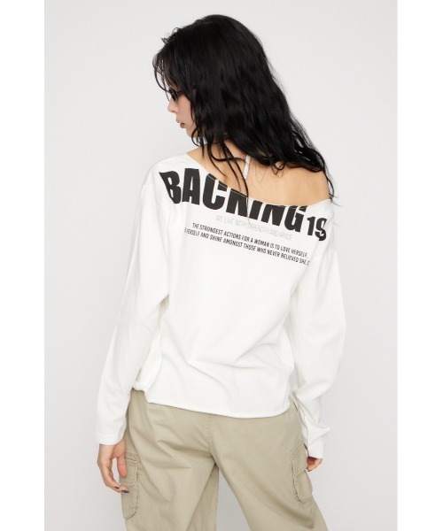 LAGUA GEM(ラグアジェム)の「BACK PRINT LOOSEY トップス(Tシャツ/カットソー・レディース・ブラック/杢グレー/ホワイト・FREE)」の4枚目の写真