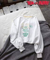 DOUBLE NAME | 【TOM AND JERRY】ショート丈刺繍プルオーバー(Tシャツ/カットソー)