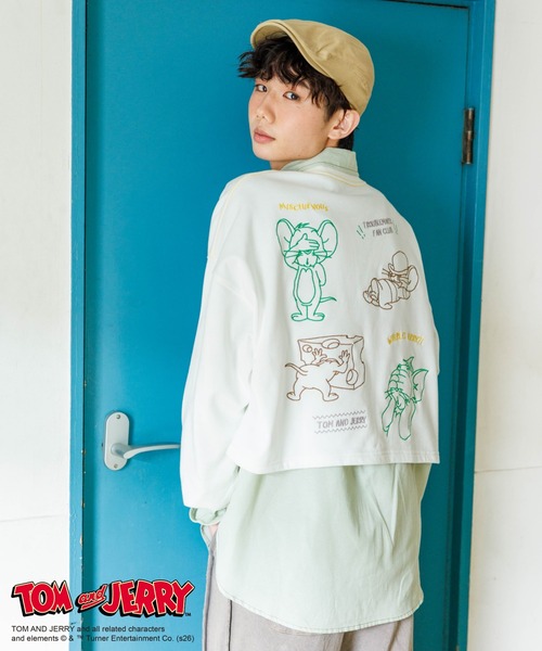 DOUBLE NAME（ダブルネーム）の「【TOM AND JERRY】ショート丈刺繍プルオーバー（Tシャツ/カットソー・レディース・オフホワイト/ピンク・FREE）」の2枚目の写真