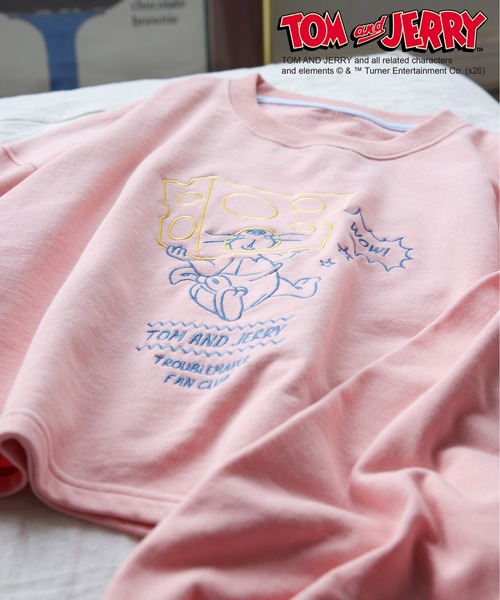 DOUBLE NAME（ダブルネーム）の「【TOM AND JERRY】ショート丈刺繍プルオーバー（Tシャツ/カットソー・レディース・オフホワイト/ピンク・FREE）」の17枚目の写真