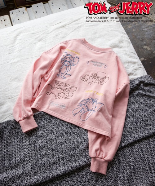 DOUBLE NAME（ダブルネーム）の「【TOM AND JERRY】ショート丈刺繍プルオーバー（Tシャツ/カットソー・レディース・オフホワイト/ピンク・FREE）」の18枚目の写真