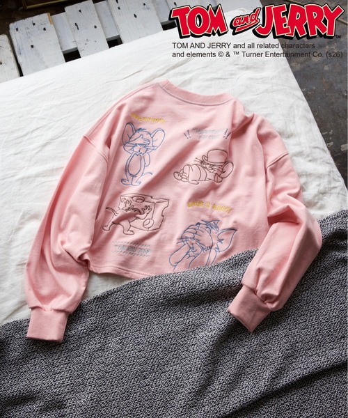 DOUBLE NAME（ダブルネーム）の「【TOM AND JERRY】ショート丈刺繍プルオーバー（Tシャツ/カットソー・レディース・オフホワイト/ピンク・FREE）」の3枚目の写真