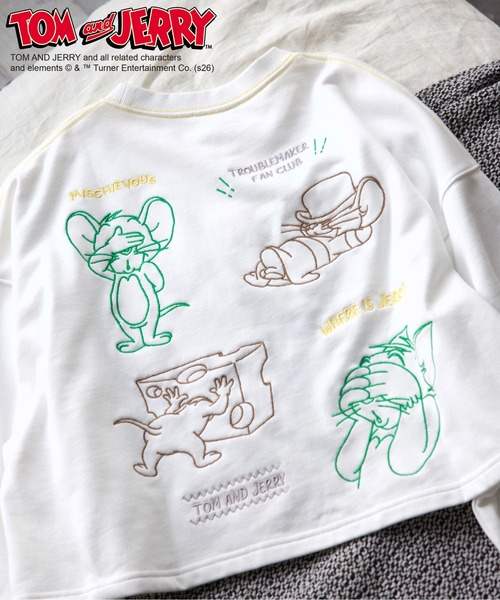 DOUBLE NAME（ダブルネーム）の「【TOM AND JERRY】ショート丈刺繍プルオーバー（Tシャツ/カットソー・レディース・オフホワイト/ピンク・FREE）」の7枚目の写真