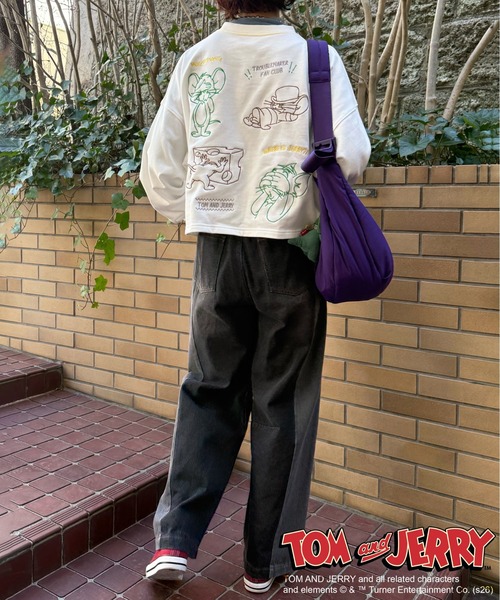 DOUBLE NAME（ダブルネーム）の「【TOM AND JERRY】ショート丈刺繍プルオーバー（Tシャツ/カットソー・レディース・オフホワイト/ピンク・FREE）」の8枚目の写真