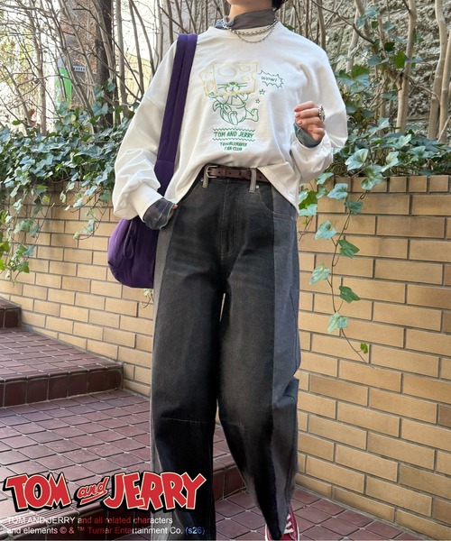 DOUBLE NAME（ダブルネーム）の「【TOM AND JERRY】ショート丈刺繍プルオーバー（Tシャツ/カットソー・レディース・オフホワイト/ピンク・FREE）」の9枚目の写真