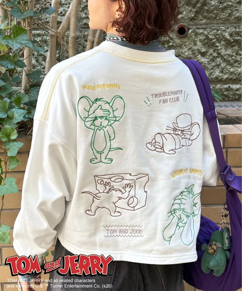 DOUBLE NAME（ダブルネーム）の「【TOM AND JERRY】ショート丈刺繍プルオーバー（Tシャツ/カットソー・レディース・オフホワイト/ピンク・FREE）」の10枚目の写真