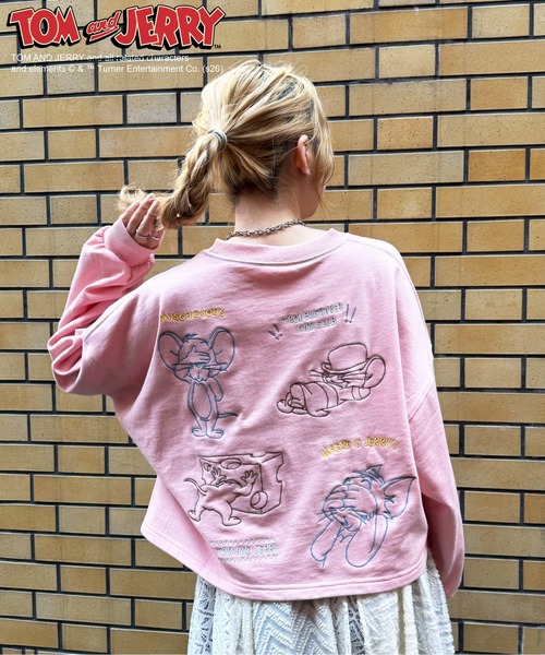 DOUBLE NAME（ダブルネーム）の「【TOM AND JERRY】ショート丈刺繍プルオーバー（Tシャツ/カットソー・レディース・オフホワイト/ピンク・FREE）」の15枚目の写真