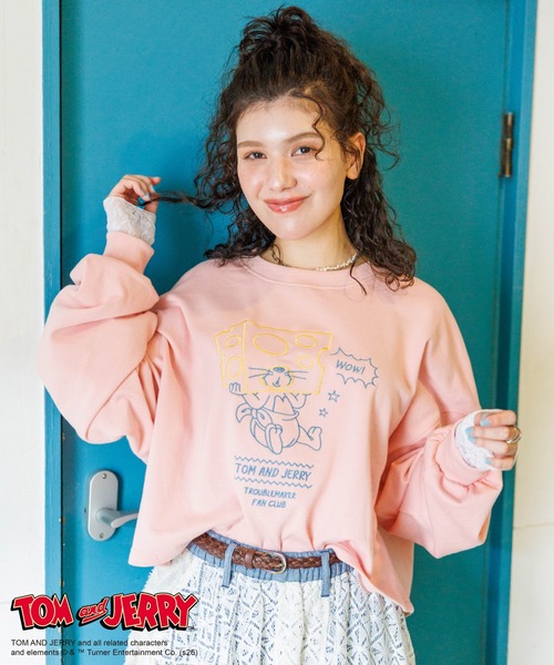 TOM AND JERRY】ショート丈刺繍プルオーバー（Tシャツ/カットソー
