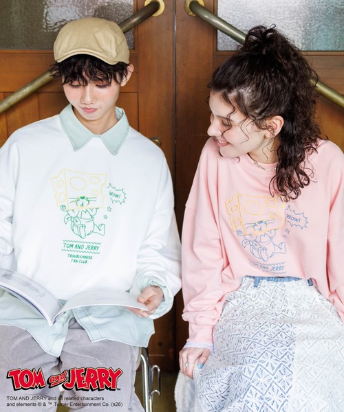 セール】【TOM AND JERRY】ショート丈刺繍プルオーバー（Tシャツ