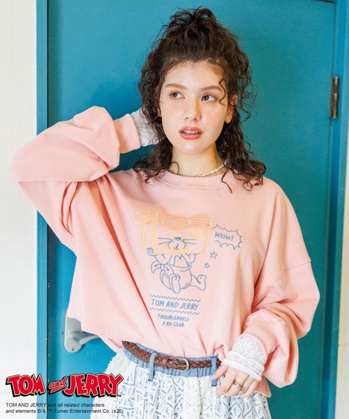 TOM AND JERRY】ショート丈刺繍プルオーバー（Tシャツ/カットソー