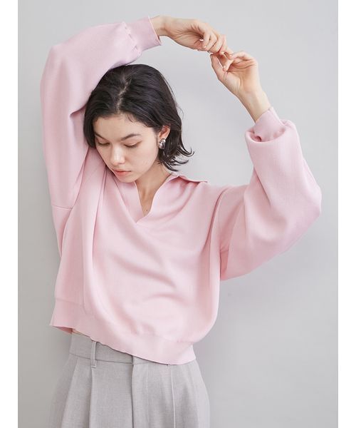 Mila Owen(ミラオーウェン)の「シアーポロニット(ニット/セーター・レディース・ライトブルー/アイボリー/ピンク/ネイビー・F)」の5枚目の写真