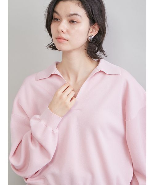 Mila Owen(ミラオーウェン)の「シアーポロニット(ニット/セーター・レディース・ライトブルー/アイボリー/ピンク/ネイビー・F)」の9枚目の写真