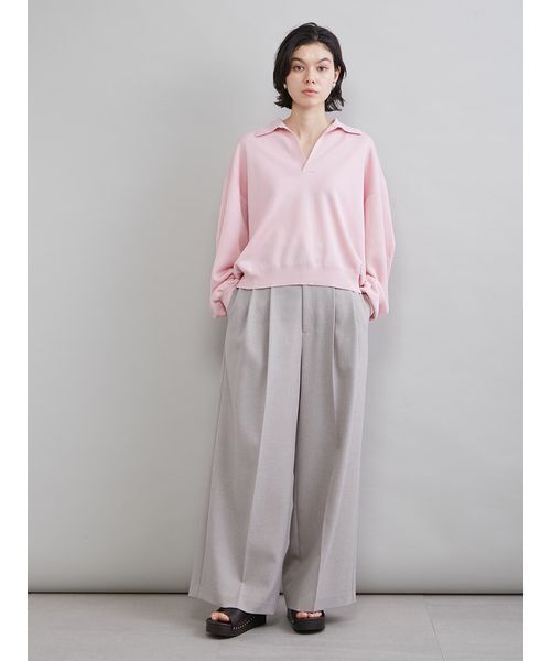 Mila Owen(ミラオーウェン)の「シアーポロニット(ニット/セーター・レディース・ライトブルー/アイボリー/ピンク/ネイビー・F)」の12枚目の写真