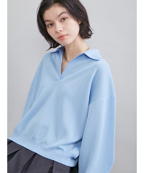 Mila Owen(ミラオーウェン)の「シアーポロニット(ニット/セーター・レディース・ライトブルー/アイボリー/ピンク/ネイビー・F)」の15枚目の写真