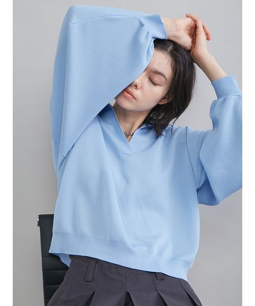 Mila Owen(ミラオーウェン)の「シアーポロニット(ニット/セーター・レディース・ライトブルー/アイボリー/ピンク/ネイビー・F)」の17枚目の写真