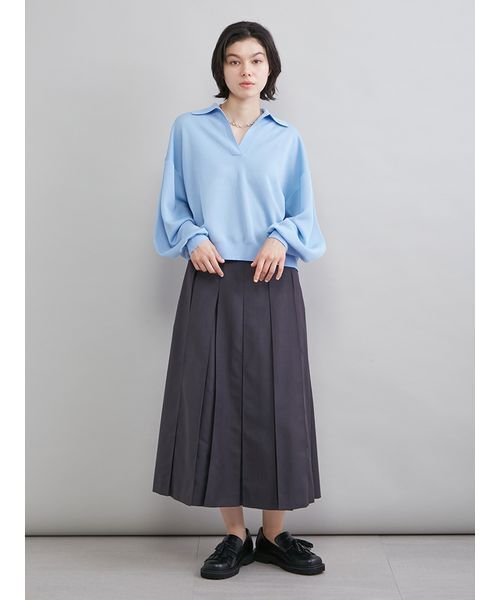 Mila Owen(ミラオーウェン)の「シアーポロニット(ニット/セーター・レディース・ライトブルー/アイボリー/ピンク/ネイビー・F)」の18枚目の写真