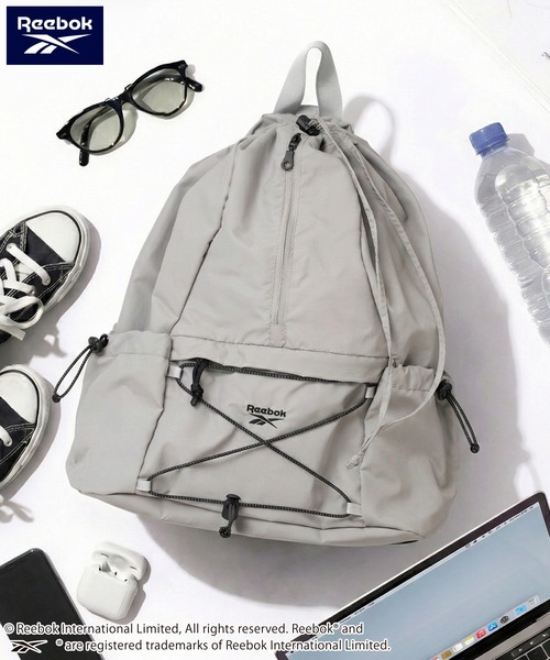 Reebok(リーボック)の「Reebok/リーボック ナップサック ナイロン 2way リュック 斜めかけショルダーバッグ 軽量 ドローコード(バックパック/リュック・レディース・オフホワイト/グレー/ブラック・FREE)」の3枚目の写真