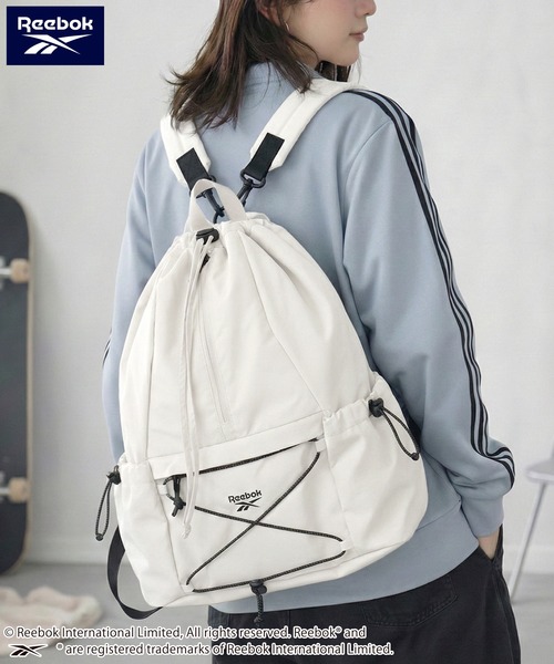 Reebok(リーボック)の「Reebok/リーボック ナップサック ナイロン 2way リュック 斜めかけショルダーバッグ 軽量 ドローコード(バックパック/リュック・レディース・オフホワイト/グレー/ブラック・FREE)」の2枚目の写真