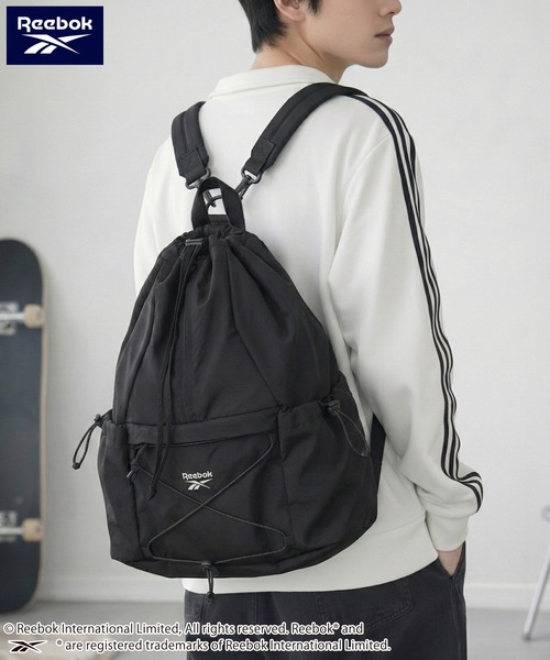 Reebok(リーボック)の「Reebok/リーボック ナップサック ナイロン 2way リュック 斜めかけショルダーバッグ 軽量 ドローコード(バックパック/リュック・レディース・オフホワイト/グレー/ブラック・FREE)」の1枚目の写真
