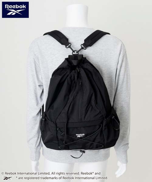 Reebok(リーボック)の「Reebok/リーボック ナップサック ナイロン 2way リュック 斜めかけショルダーバッグ 軽量 ドローコード(バックパック/リュック・レディース・オフホワイト/グレー/ブラック・FREE)」の10枚目の写真