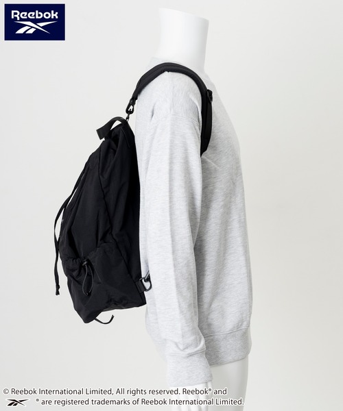 Reebok(リーボック)の「Reebok/リーボック ナップサック ナイロン 2way リュック 斜めかけショルダーバッグ 軽量 ドローコード(バックパック/リュック・レディース・オフホワイト/グレー/ブラック・FREE)」の11枚目の写真