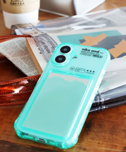 niko and...(ニコアンド)の「カードケース付きiPhoneケース(iPhone16)(スマホケース/カバー・レディース・オレンジ/その他1/グリーン・0)」の2枚目の写真