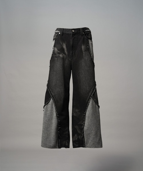 MAISON SPECIAL（メゾンスペシャル）の「《UNISEX》Different Material Docking Prime-Wide Denim Pants/異素材ドッキングプライムワイドデニムパンツ【MAISON SPECIAL/メゾンスペシャル】（デニムパンツ・メンズ・ブラック/ネイビー・0/1/2）」の10枚目の写真
