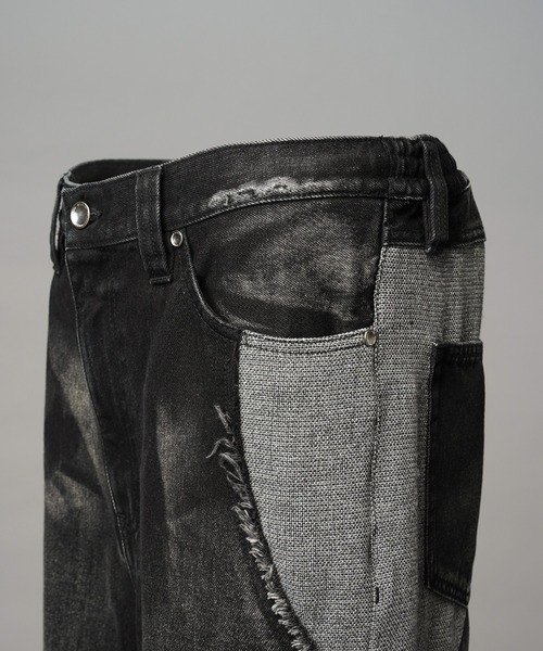 MAISON SPECIAL（メゾンスペシャル）の「《UNISEX》Different Material Docking Prime-Wide Denim Pants/異素材ドッキングプライムワイドデニムパンツ【MAISON SPECIAL/メゾンスペシャル】（デニムパンツ・メンズ・ブラック/ネイビー・0/1/2）」の14枚目の写真