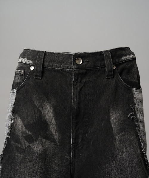 MAISON SPECIAL（メゾンスペシャル）の「《UNISEX》Different Material Docking Prime-Wide Denim Pants/異素材ドッキングプライムワイドデニムパンツ【MAISON SPECIAL/メゾンスペシャル】（デニムパンツ・メンズ・ブラック/ネイビー・0/1/2）」の13枚目の写真