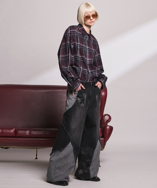 MAISON SPECIAL（メゾンスペシャル）の「《UNISEX》Different Material Docking Prime-Wide Denim Pants/異素材ドッキングプライムワイドデニムパンツ【MAISON SPECIAL/メゾンスペシャル】（デニムパンツ・メンズ・ブラック/ネイビー・0/1/2）」の3枚目の写真