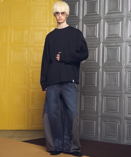 MAISON SPECIAL（メゾンスペシャル）の「《UNISEX》Different Material Docking Prime-Wide Denim Pants/異素材ドッキングプライムワイドデニムパンツ【MAISON SPECIAL/メゾンスペシャル】（デニムパンツ・メンズ・ブラック/ネイビー・0/1/2）」の18枚目の写真