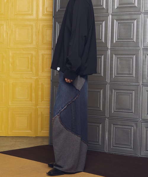 MAISON SPECIAL（メゾンスペシャル）の「《UNISEX》Different Material Docking Prime-Wide Denim Pants/異素材ドッキングプライムワイドデニムパンツ【MAISON SPECIAL/メゾンスペシャル】（デニムパンツ・メンズ・ブラック/ネイビー・0/1/2）」の21枚目の写真
