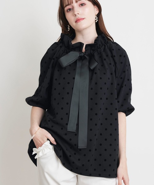 PICCIN PERLA(ピッチンペルラ)の「ザビエルドットカットソー(Tシャツ/カットソー・レディース・ブラック・M)」の1枚目の写真