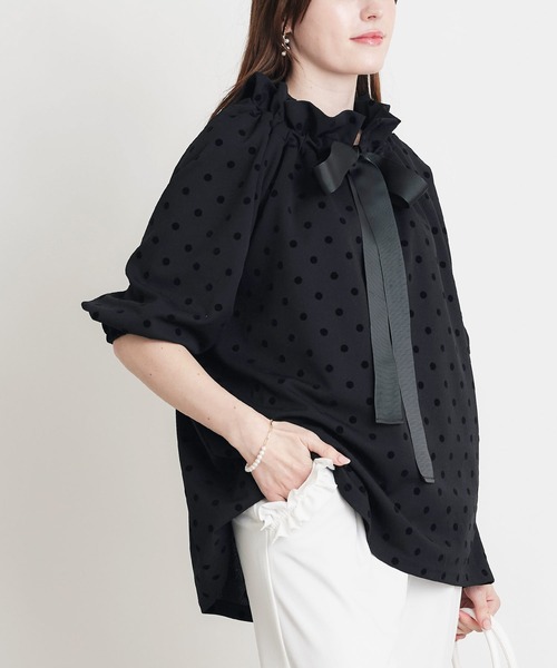 PICCIN PERLA(ピッチンペルラ)の「ザビエルドットカットソー(Tシャツ/カットソー・レディース・ブラック・M)」の2枚目の写真