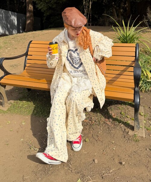 w closet(ダブルクローゼット)の「Am花柄フリルジャケット(ブルゾン・レディース・イエロー/ピンク・FREE)」の7枚目の写真