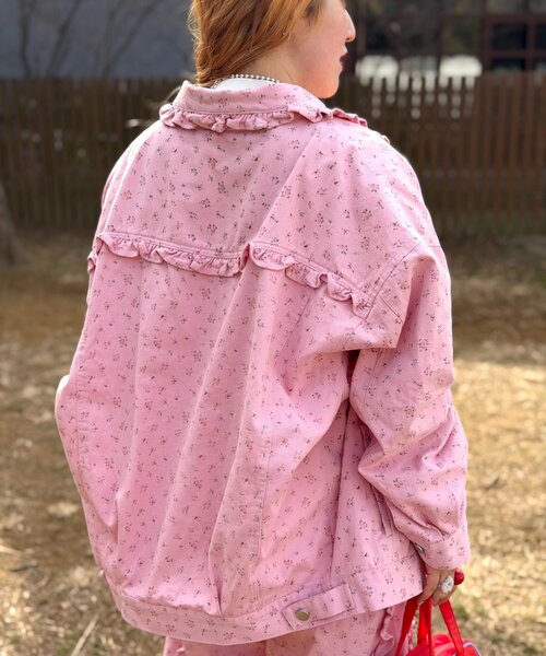 w closet(ダブルクローゼット)の「Am花柄フリルジャケット(ブルゾン・レディース・イエロー/ピンク・FREE)」の21枚目の写真