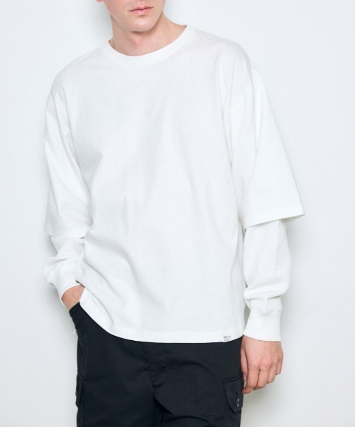 mainstory ワッフルトップス　2 セール】ワッフルレイヤードロンTEE（Tシャツ/カットソー）｜AZUL BY