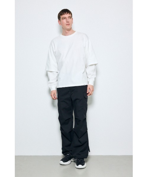 AZUL by moussy(アズールバイマウジー)の「ワッフルレイヤードロンTEE(Tシャツ/カットソー・メンズ・オフホワイト/ブラック/ライトグレー・MEDIUM/LARGE)」の7枚目の写真