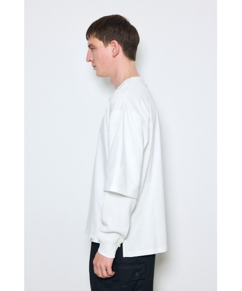 AZUL by moussy(アズールバイマウジー)の「ワッフルレイヤードロンTEE(Tシャツ/カットソー・メンズ・オフホワイト/ブラック/ライトグレー・MEDIUM/LARGE)」の10枚目の写真