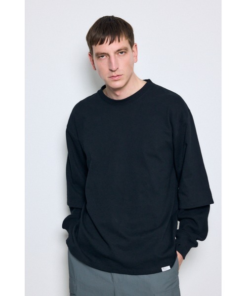 AZUL by moussy(アズールバイマウジー)の「ワッフルレイヤードロンTEE(Tシャツ/カットソー・メンズ・オフホワイト/ブラック/ライトグレー・MEDIUM/LARGE)」の17枚目の写真