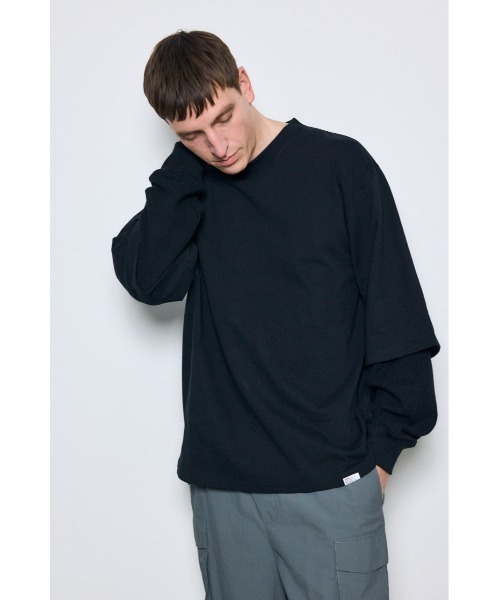 AZUL by moussy(アズールバイマウジー)の「ワッフルレイヤードロンTEE(Tシャツ/カットソー・メンズ・オフホワイト/ブラック/ライトグレー・MEDIUM/LARGE)」の18枚目の写真