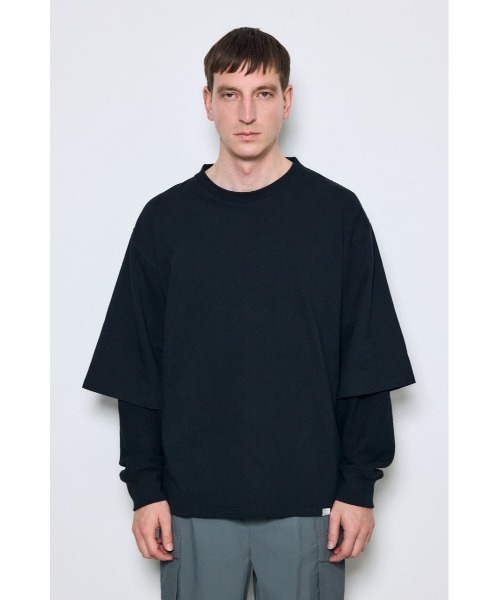 AZUL by moussy(アズールバイマウジー)の「ワッフルレイヤードロンTEE(Tシャツ/カットソー・メンズ・オフホワイト/ブラック/ライトグレー・MEDIUM/LARGE)」の20枚目の写真